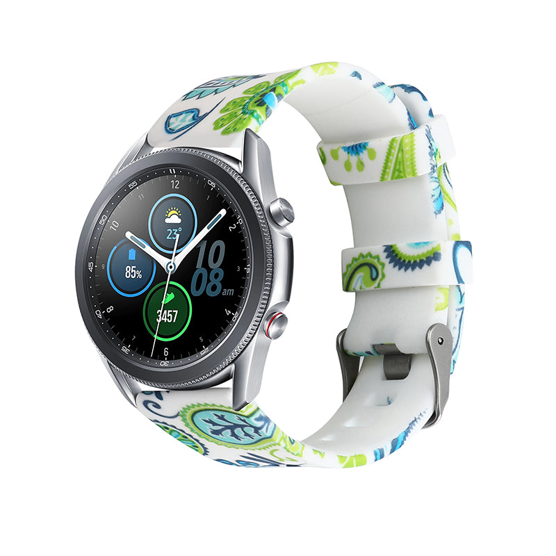 For Samsung Galaxy Watch 46mm Watch3 45mm Premium Silicone Stylish Pattern Printed Watchband Wrist Strap Replacement 22mm