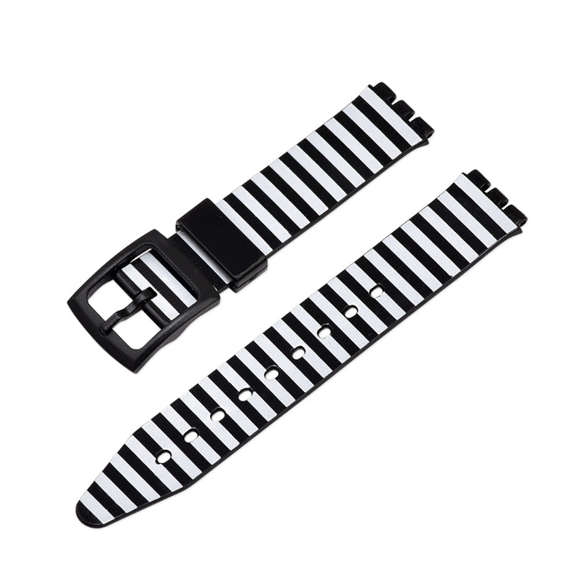 For Swatch Wrist Band Stylish Pattern Printed Silicone Adjustable Watch Strap 16mm