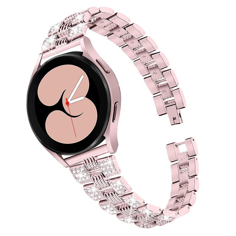 For Samsung Galaxy Watch4 Classic 42mm 46mm Watch4 Active 40mm 44mm Zinc Alloy Watch Band Quick Release Watchband 20mm Replacement Strap with Rhinestone Decorated