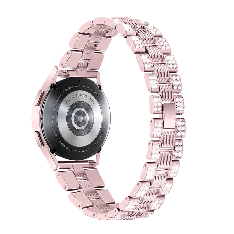 For Samsung Galaxy Watch4 Classic 42mm 46mm Watch4 Active 40mm 44mm Zinc Alloy Watch Band Quick Release Watchband 20mm Replacement Strap with Rhinestone Decorated