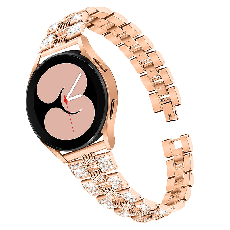 For Samsung Galaxy Watch4 Classic 42mm 46mm Watch4 Active 40mm 44mm Zinc Alloy Watch Band Quick Release Watchband 20mm Replacement Strap with Rhinestone Decorated