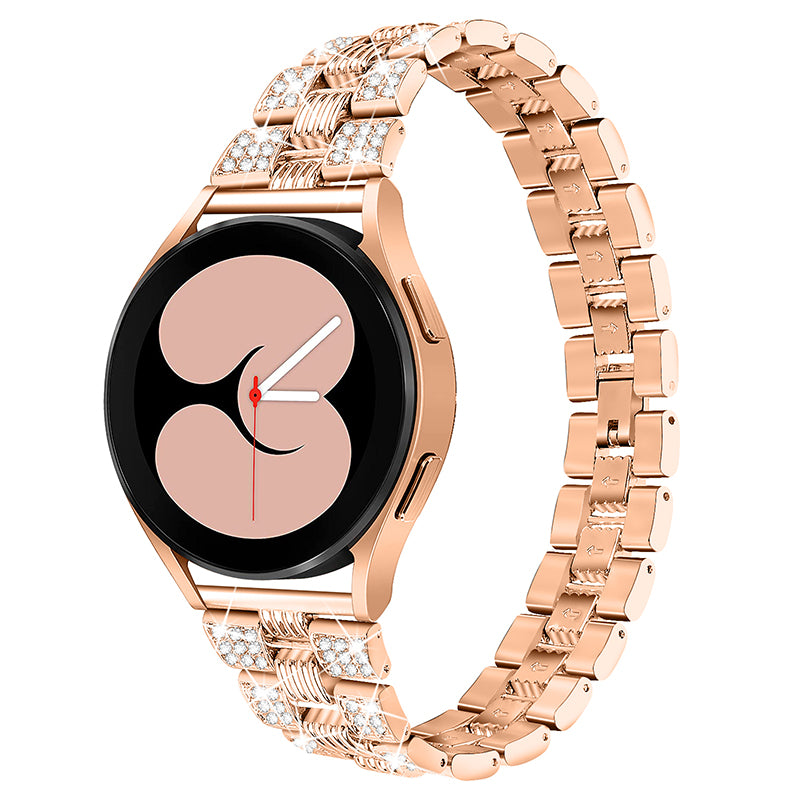For Samsung Galaxy Watch4 Classic 42mm 46mm Watch4 Active 40mm 44mm Zinc Alloy Watch Band Quick Release Watchband 20mm Replacement Strap with Rhinestone Decorated