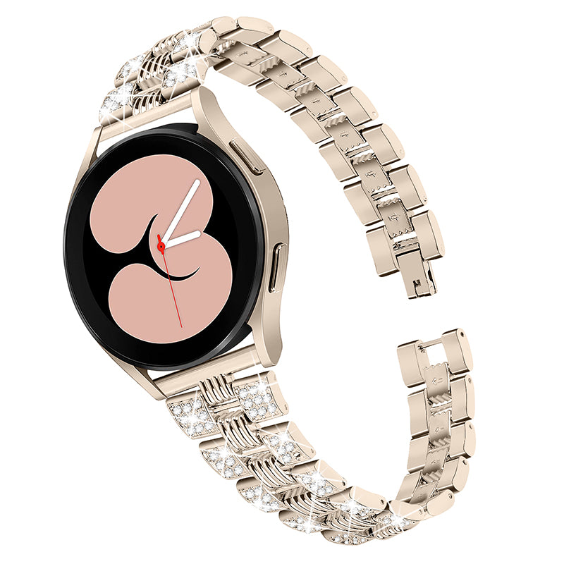 For Samsung Galaxy Watch4 Classic 42mm 46mm Watch4 Active 40mm 44mm Zinc Alloy Watch Band Quick Release Watchband 20mm Replacement Strap with Rhinestone Decorated