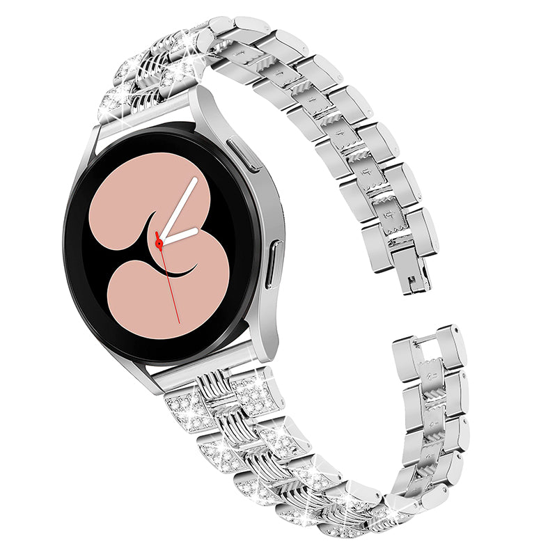 For Samsung Galaxy Watch4 Classic 42mm 46mm Watch4 Active 40mm 44mm Zinc Alloy Watch Band Quick Release Watchband 20mm Replacement Strap with Rhinestone Decorated