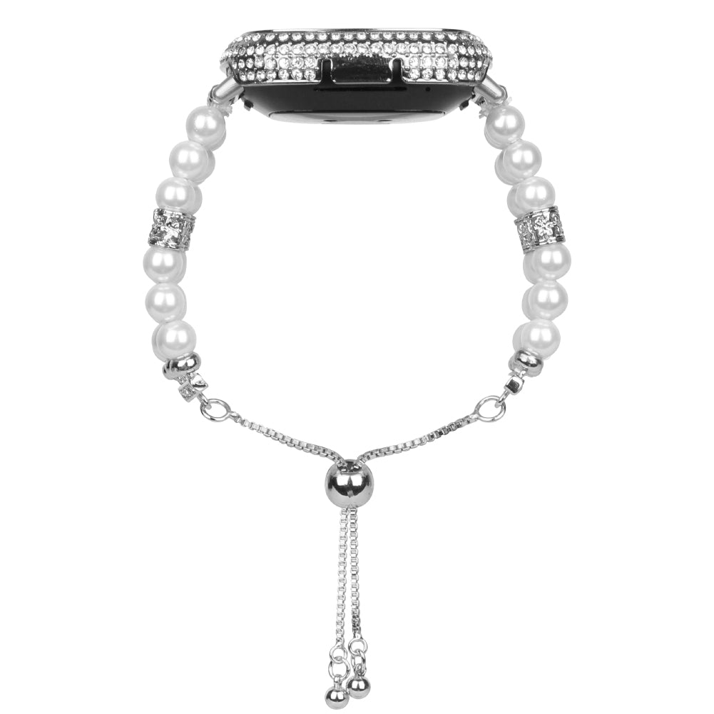 20mm Watch Band for Fitbit Versa 3 Adjustable Stretch Jewelry Wristband Handmade Pearl Watch Strap for Women Girl