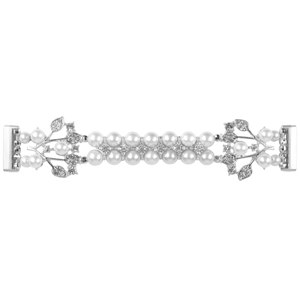 For Fitbit Versa 3 Pearl + Rhinestone Flower-shaped Bracelet Wrist Strap Replacement Watch Band