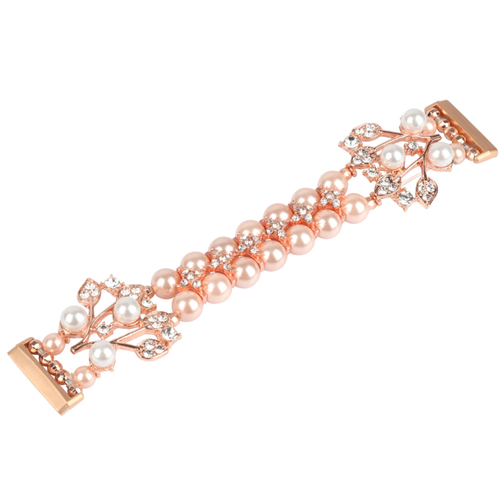 For Fitbit Versa 3 Pearl + Rhinestone Flower-shaped Bracelet Wrist Strap Replacement Watch Band