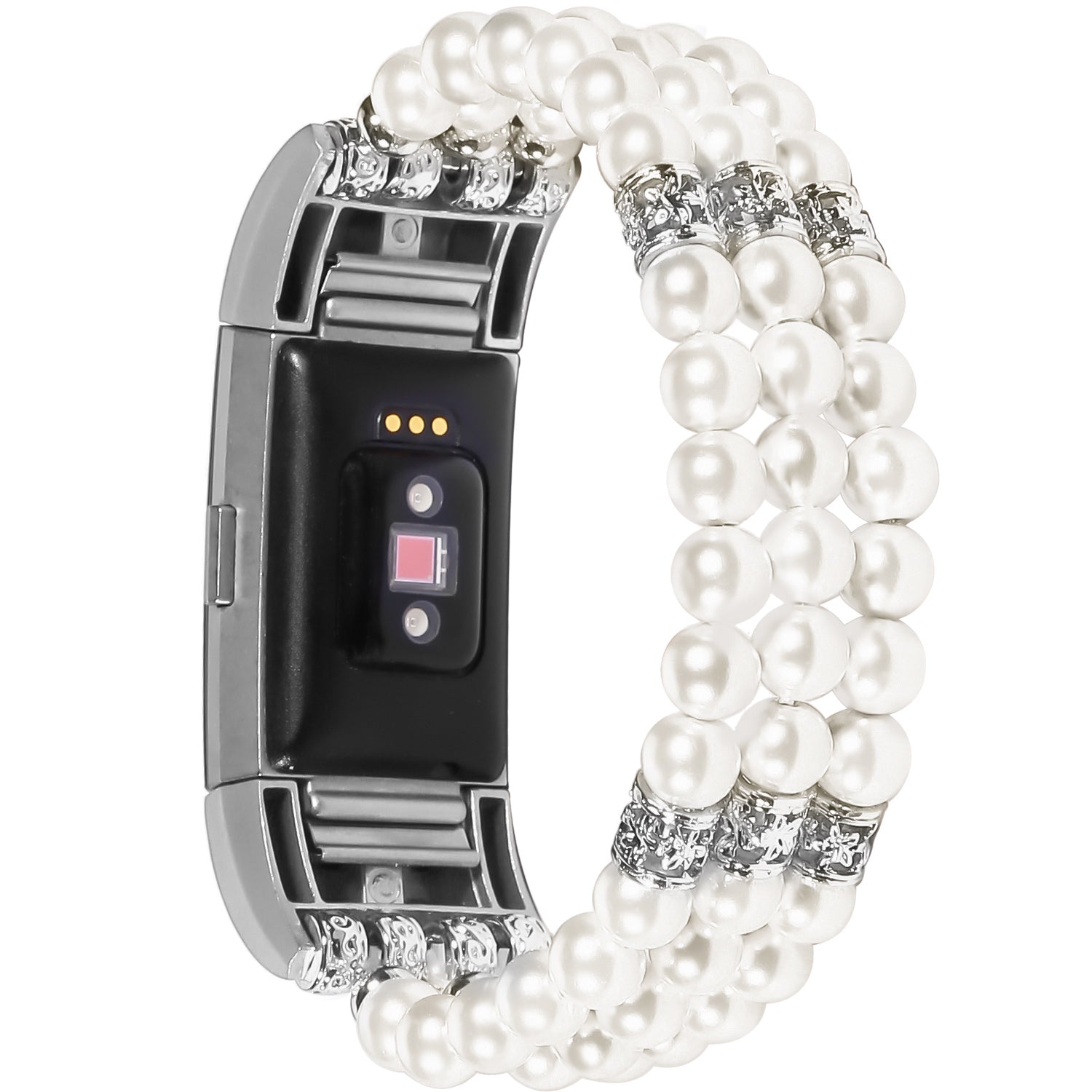 For Fitbit Charge 3 4 Three Rows Stylish Pearl Bracelet Wrist Strap Replacement Watch Band