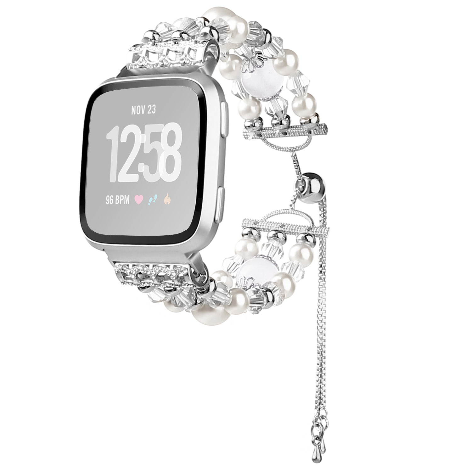 For Fitbit Versa Versa 2 Versa Lite Fashion Agate Crystal Beads Slide Bracelet Watch Band Replacement for Women