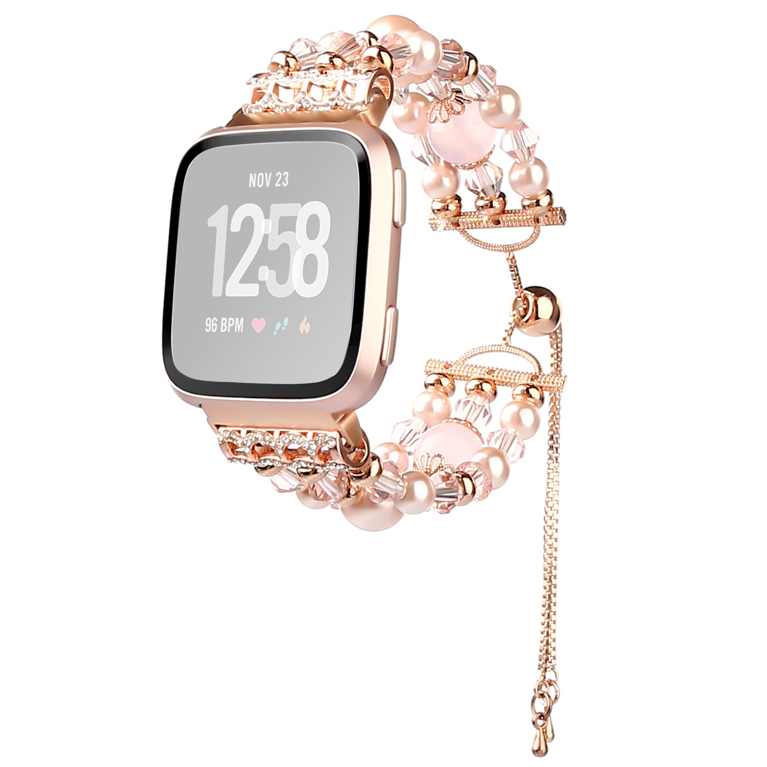 For Fitbit Versa Versa 2 Versa Lite Fashion Agate Crystal Beads Slide Bracelet Watch Band Replacement for Women
