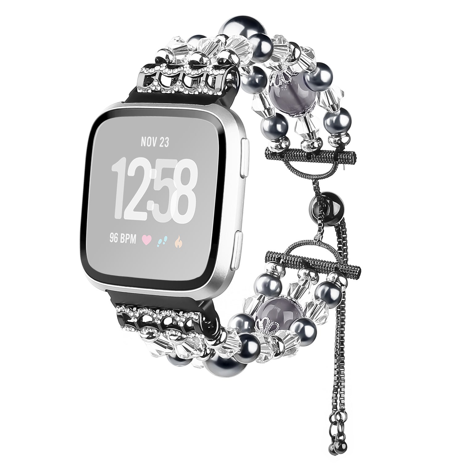 For Fitbit Versa Versa 2 Versa Lite Fashion Agate Crystal Beads Slide Bracelet Watch Band Replacement for Women