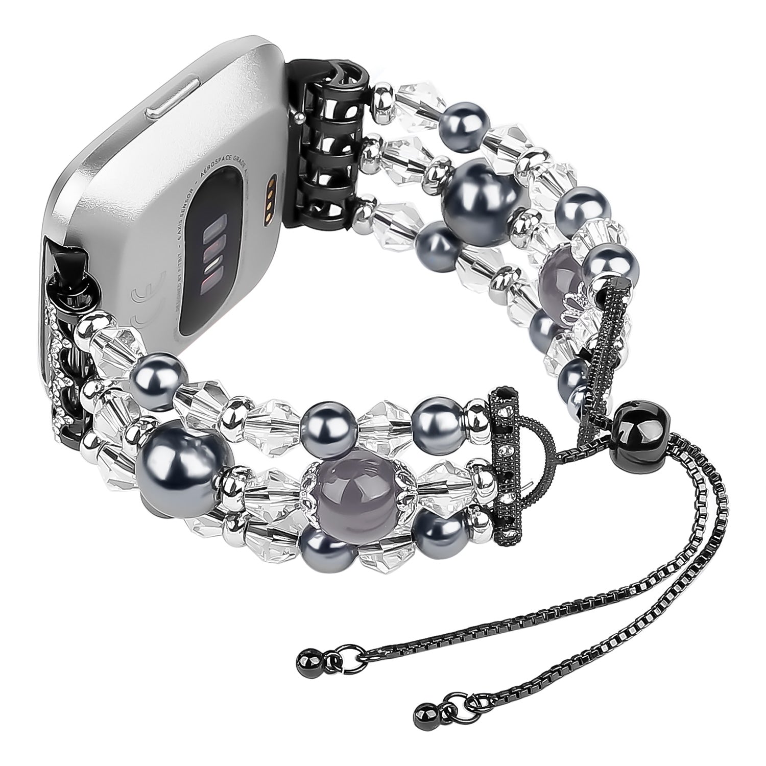 For Fitbit Versa Versa 2 Versa Lite Fashion Agate Crystal Beads Slide Bracelet Watch Band Replacement for Women
