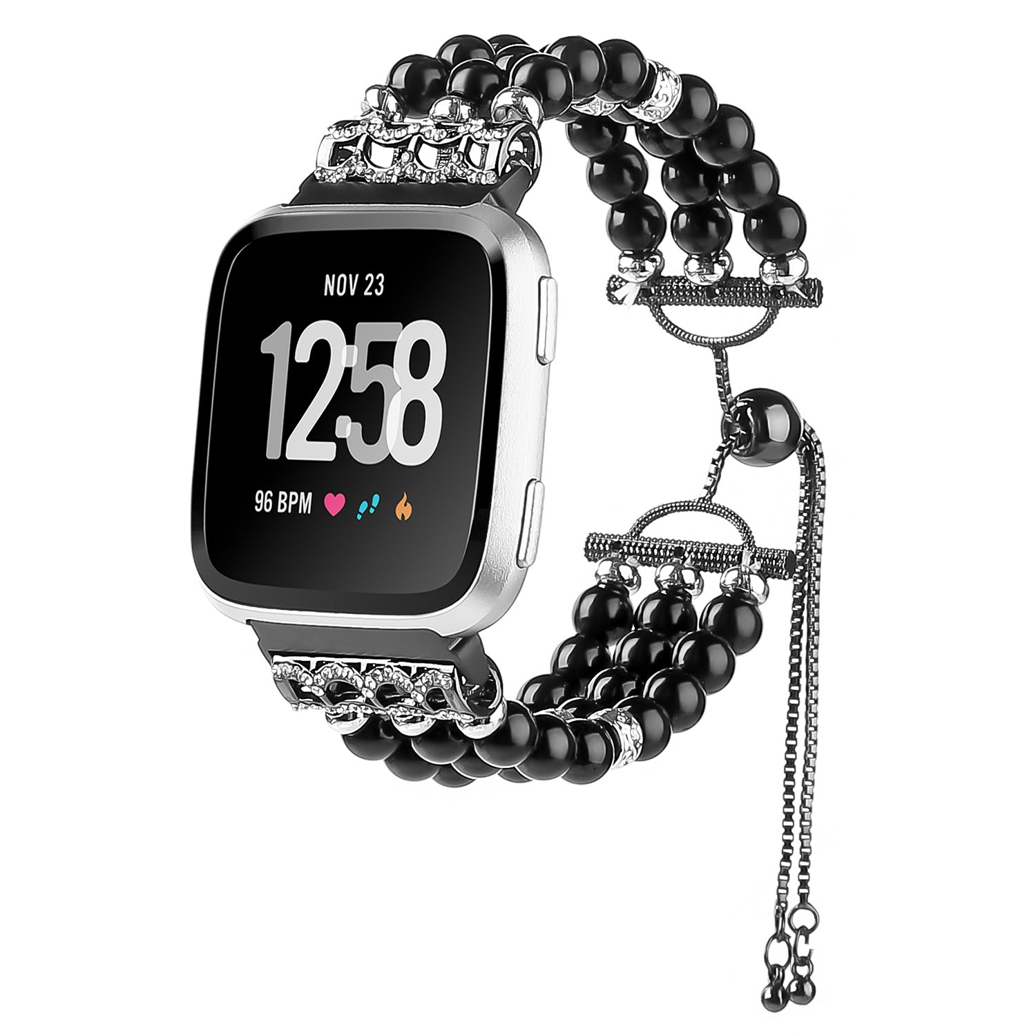 For Fitbit Versa Versa 2 Versa Lite Elegant Women Faux Pearl Watch Band Slide Bracelet Wrist Strap