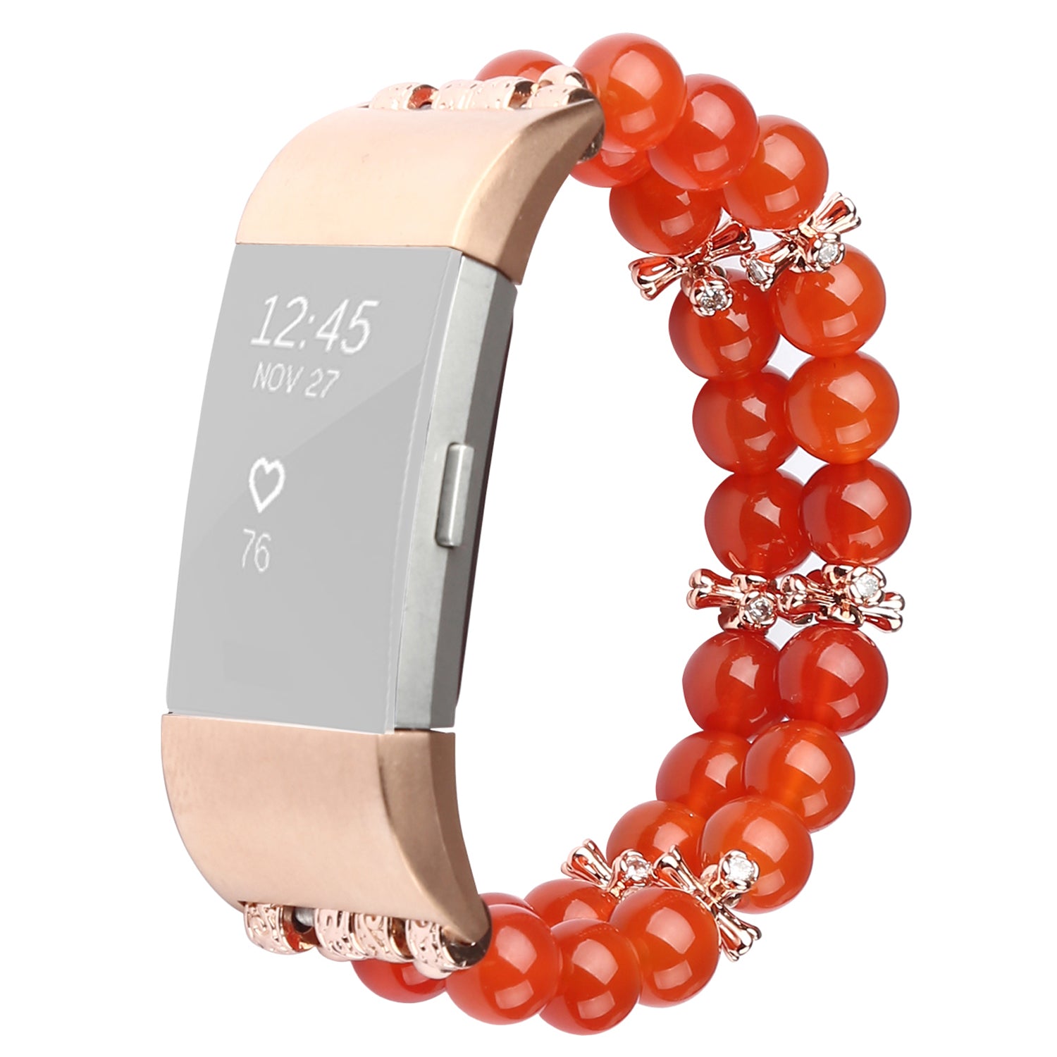 For Fitbit Charge 3 4 Replacement Smart Watch Band Two Rows Agate Crystal Bracelet Wrist Strap