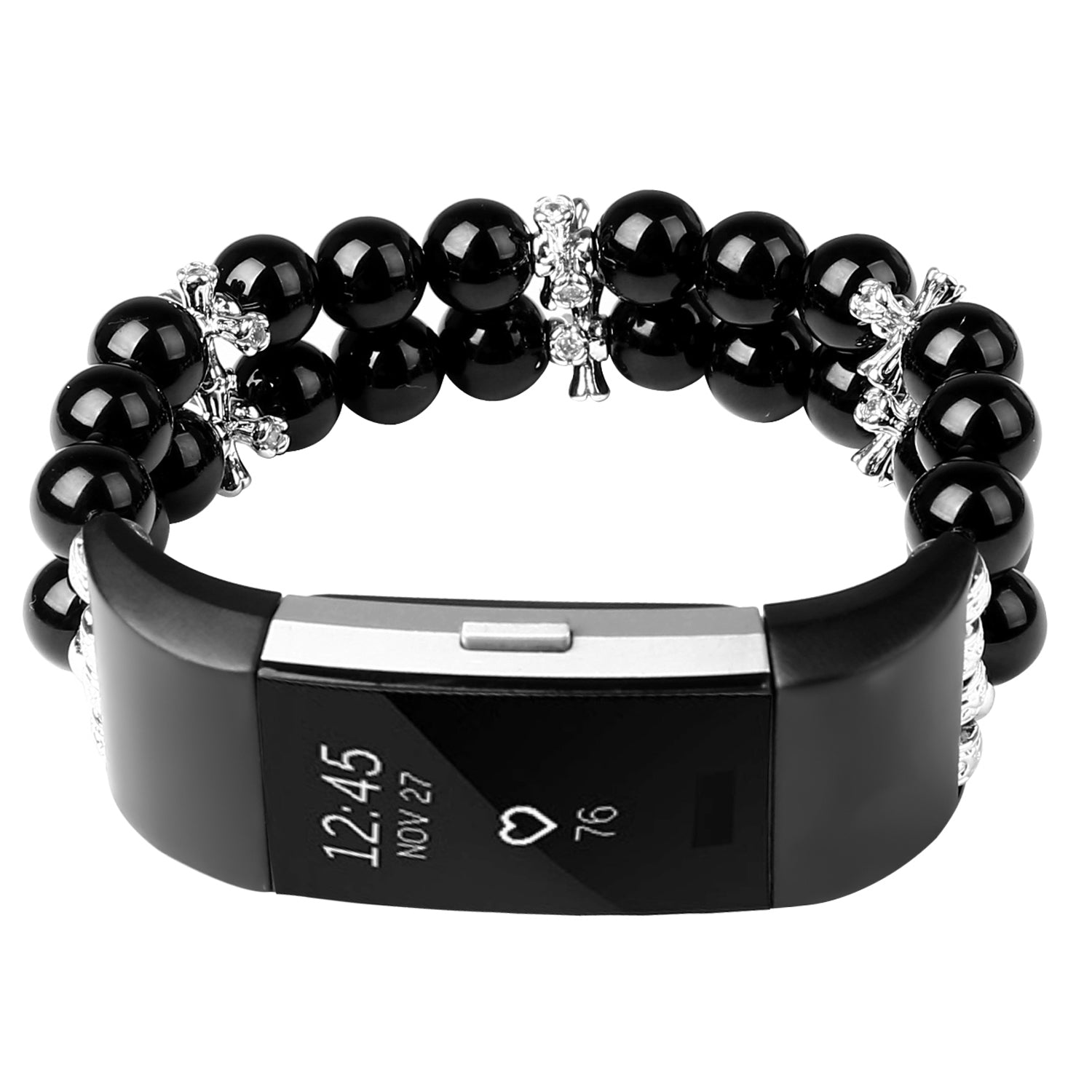 For Fitbit Charge 3 4 Replacement Smart Watch Band Two Rows Agate Crystal Bracelet Wrist Strap