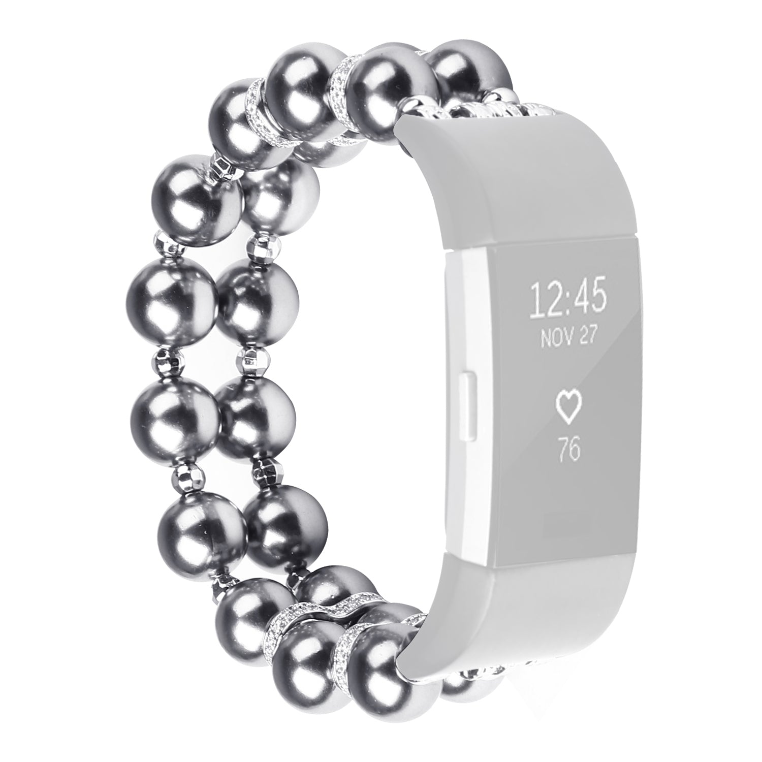 For Fitbit Charge 3 4 Two Rows Pearls Smart Watch Band Replacement Wrist Strap