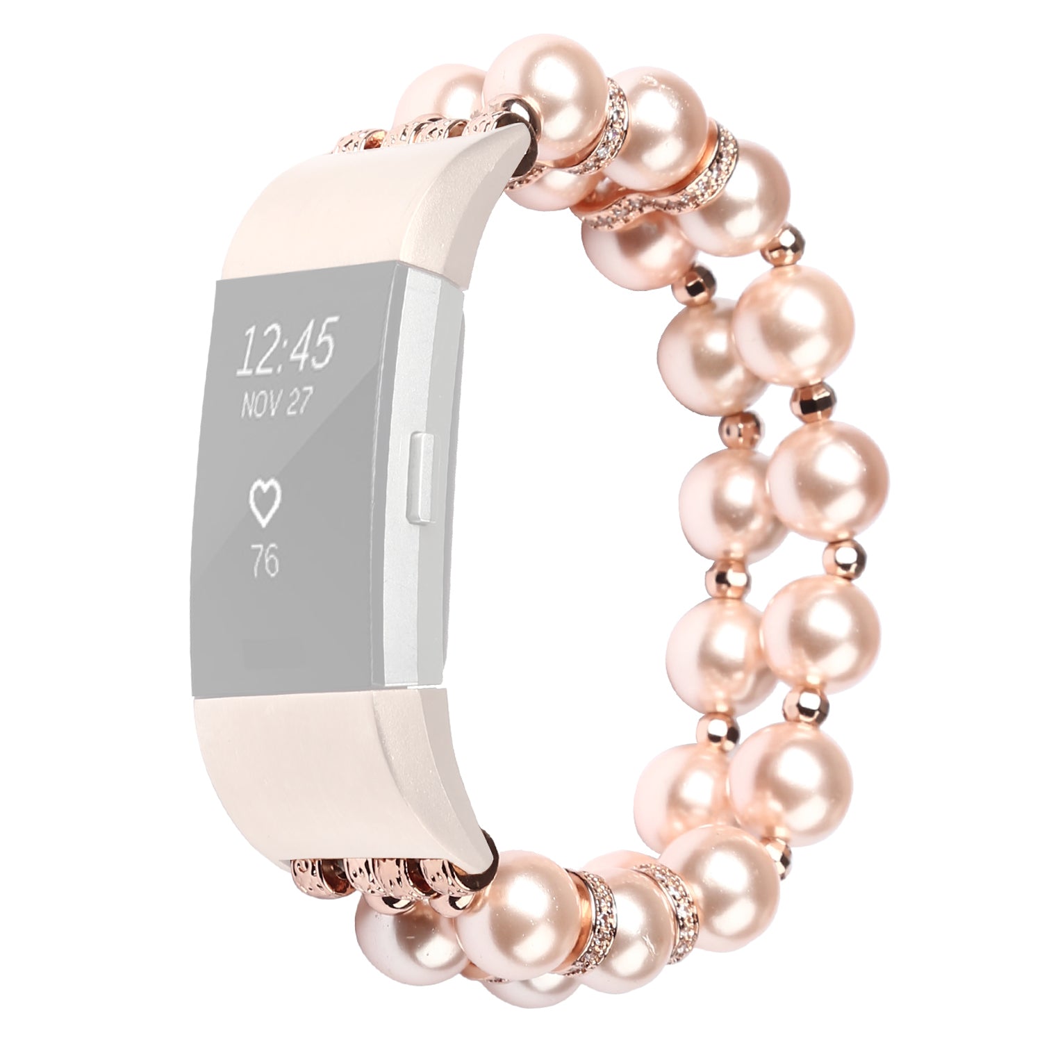 For Fitbit Charge 3 4 Two Rows Pearls Smart Watch Band Replacement Wrist Strap
