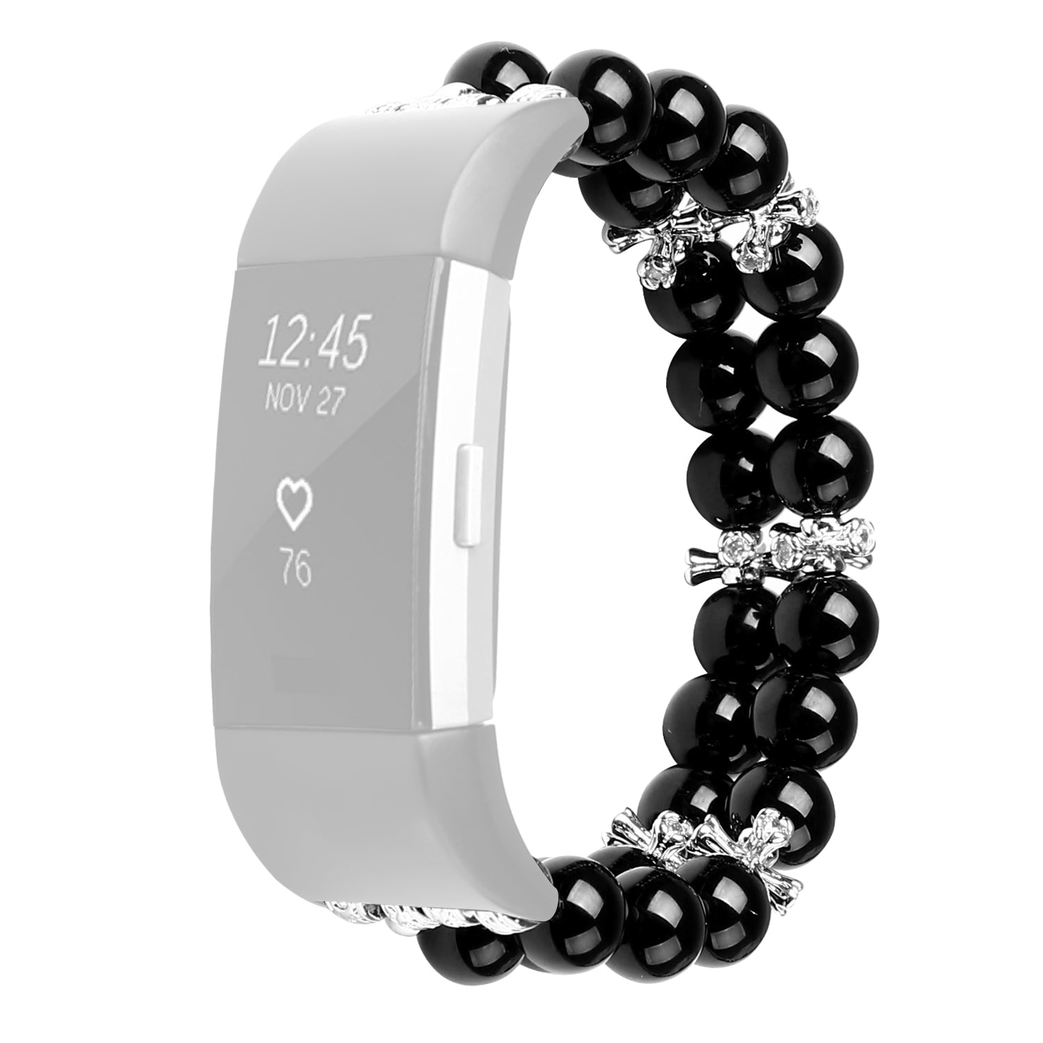For Fitbit Charge 2 Watch Band Two Rows Agate Crystal Wrist Strap Replacement