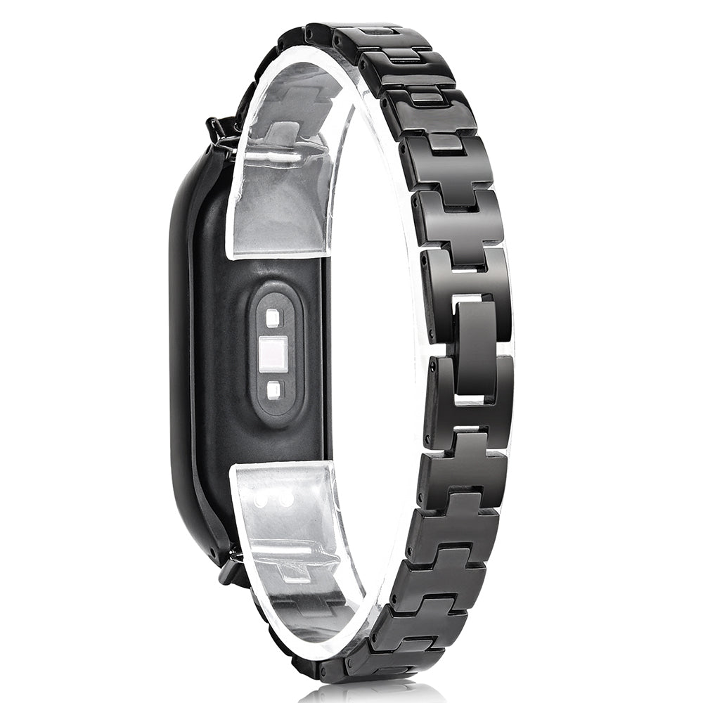 Stainless Steel Chain Watch Strap for Xiaomi Mi Band 5 6 Smart Watch Metal Watchband with Rhinestone Decor