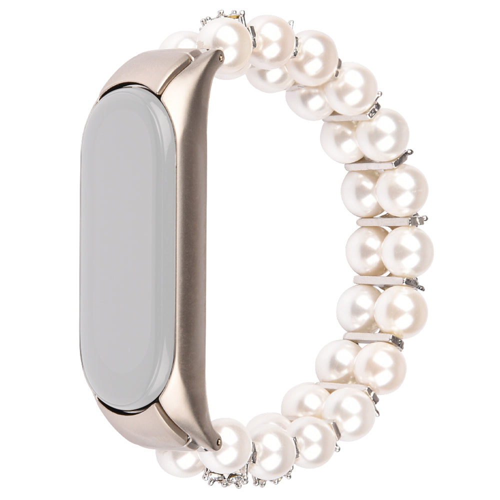 For Xiaomi Mi Band 3 4 Watch Strap Two Rows Faux Pearl Rhinestone Decorated Wrist Strap Smart Watch Band Bracelet