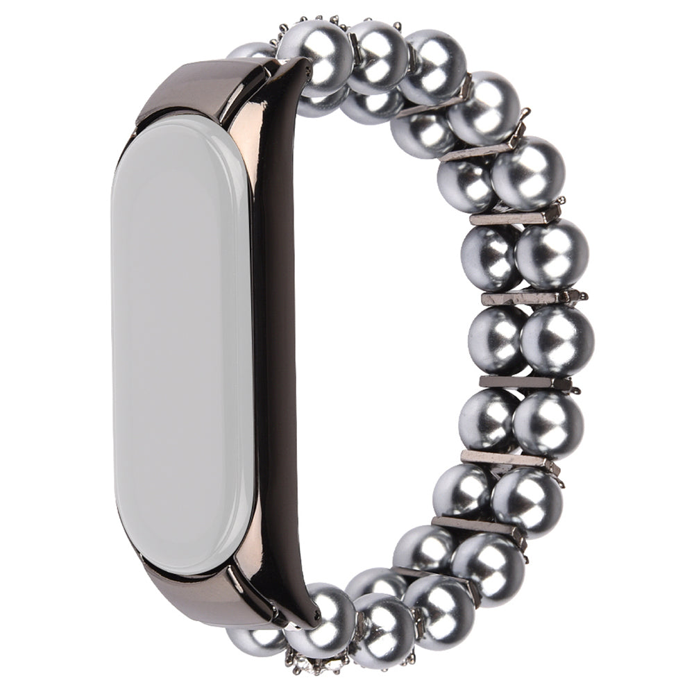 For Xiaomi Mi Band 3 4 Watch Strap Two Rows Faux Pearl Rhinestone Decorated Wrist Strap Smart Watch Band Bracelet