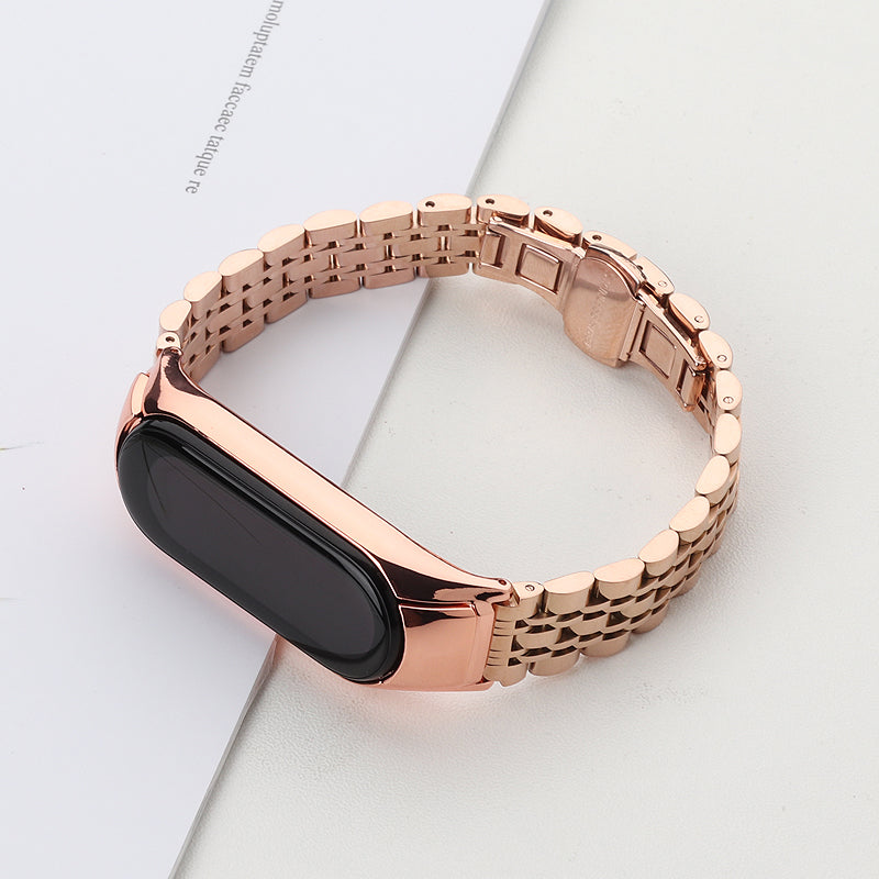 For Xiaomi Mi Band 4 3 Replacement Strap 7-Beads Stainless Steel Smart Watch Wristband