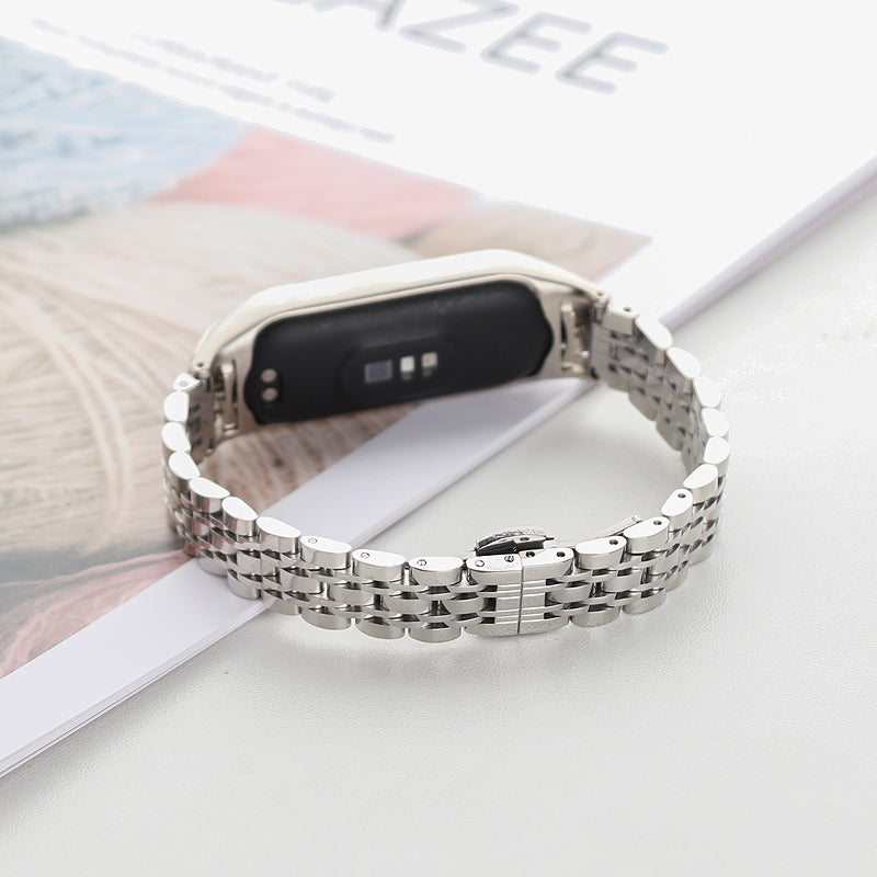 For Xiaomi Mi Band 4 3 Replacement Strap 7-Beads Stainless Steel Smart Watch Wristband