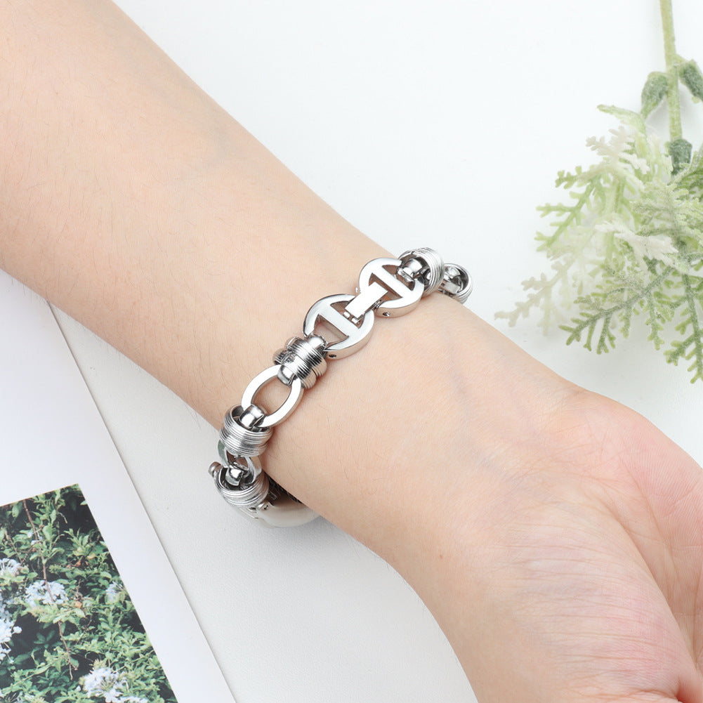 For Xiaomi Mi Band 3 4 Watch Strap Stainless Steel Watch Band with Thread Design for Girls