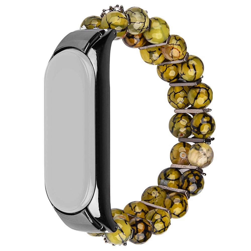 For Xiaomi Mi Band 5 6 Dragon Vein Agate Beads Bracelet Watch Band Replacement Wrist Strap