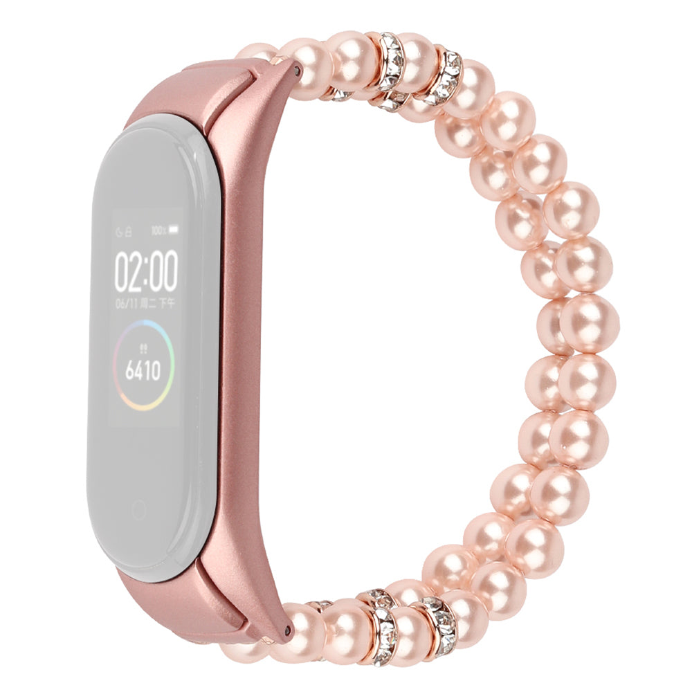 For Xiaomi Mi Band 5 6 Replacement Smart Watch Band Double Rows Pearls Wrist Strap Bracelet