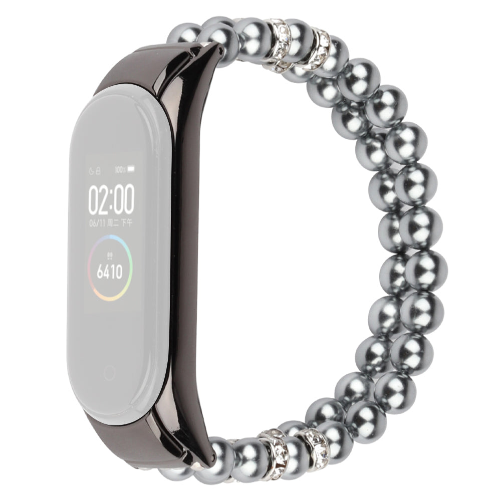 For Xiaomi Mi Band 5 6 Replacement Smart Watch Band Double Rows Pearls Wrist Strap Bracelet