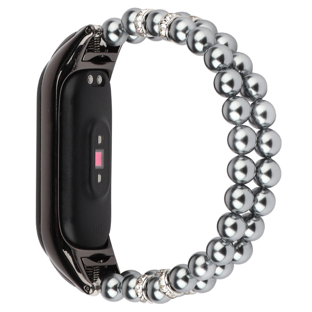 For Xiaomi Mi Band 5 6 Replacement Smart Watch Band Double Rows Pearls Wrist Strap Bracelet