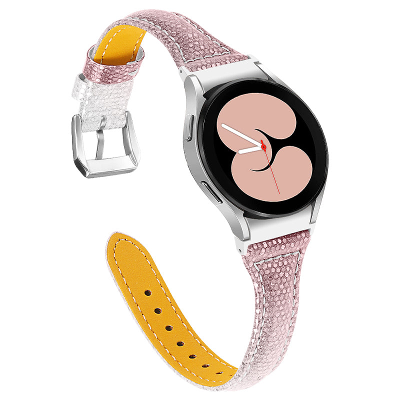For Samsung Galaxy Watch4 Active 40mm 44mm Watch4 Classic 42mm 46mm Gradient Color Watch Strap Cowhide Leather Adjustable Wrist Band