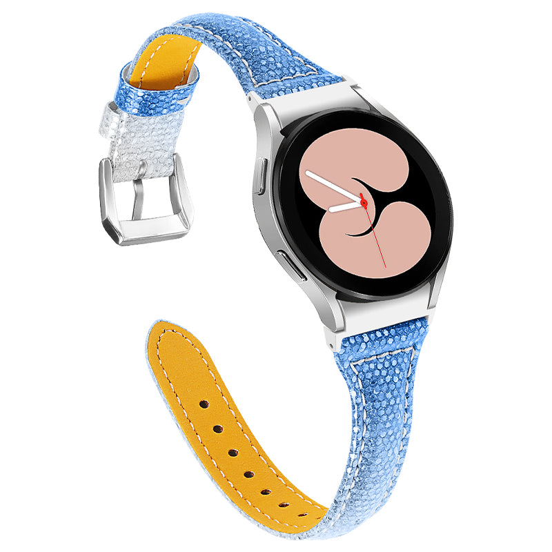 For Samsung Galaxy Watch4 Active 40mm 44mm Watch4 Classic 42mm 46mm Gradient Color Watch Strap Cowhide Leather Adjustable Wrist Band