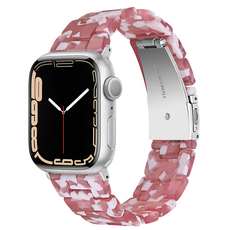 For Apple Watch Series 9 8 7 41mm 6 5 SE SE(2022) SE (2023) 4 40mm 3 2 1 38mm Stylish 3 Beads Resin Strap Replacement Smart Watch Band