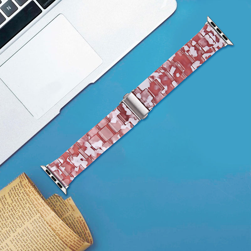 For Apple Watch Series 9 8 7 41mm 6 5 SE SE(2022) SE (2023) 4 40mm 3 2 1 38mm Stylish 3 Beads Resin Strap Replacement Smart Watch Band