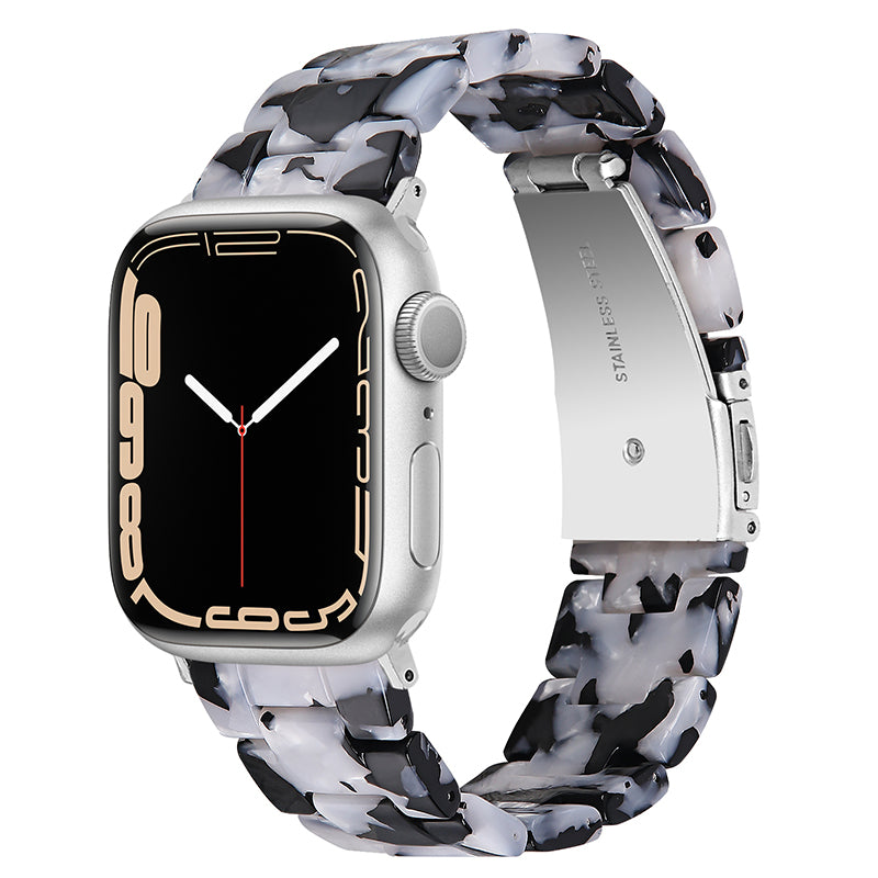 For Apple Watch Series 9 8 7 41mm 6 5 SE SE(2022) SE (2023) 4 40mm 3 2 1 38mm Stylish 3 Beads Resin Strap Replacement Smart Watch Band