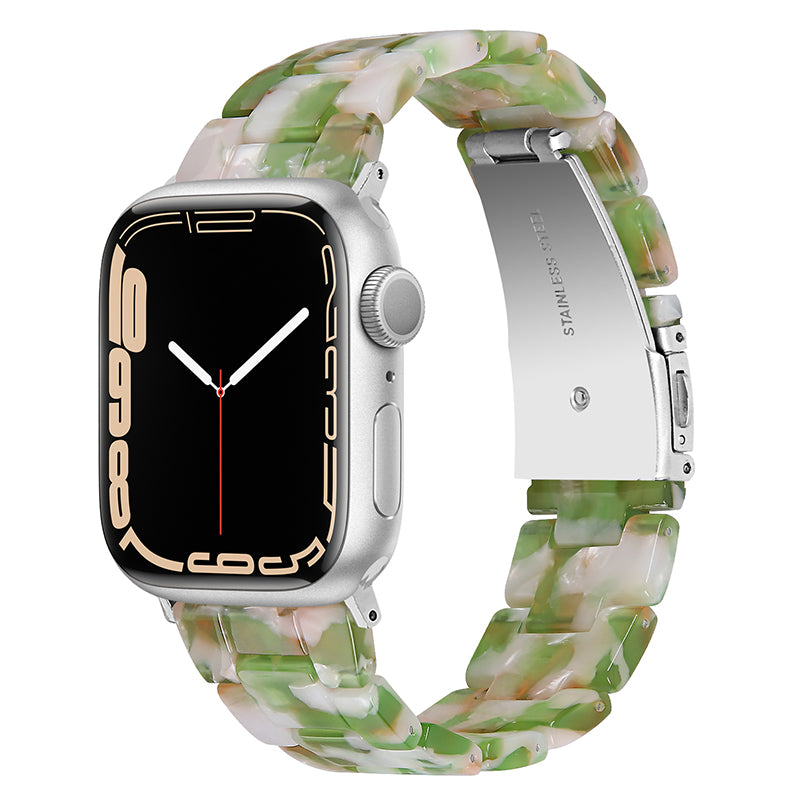 For Apple Watch Series 9 8 7 41mm 6 5 SE SE(2022) SE (2023) 4 40mm 3 2 1 38mm Stylish 3 Beads Resin Strap Replacement Smart Watch Band
