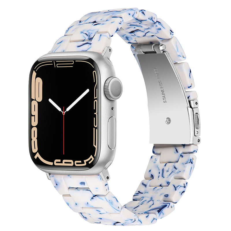 For Apple Watch Series 9 8 7 41mm 6 5 SE SE(2022) SE (2023) 4 40mm 3 2 1 38mm Stylish 3 Beads Resin Strap Replacement Smart Watch Band