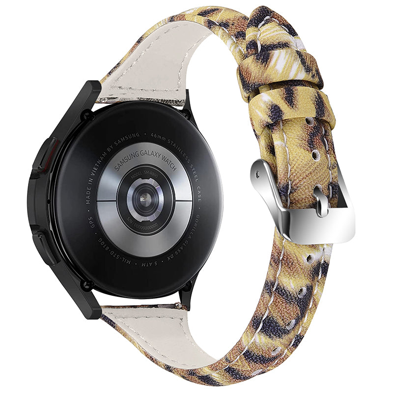 For Samsung Galaxy Watch 46mm Watch3 45mm Genuine Cowhide Leather Leopard Texture Smart Watch Strap Wristband