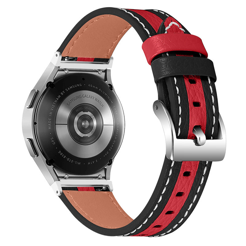 For Samsung Galaxy Watch4 Classic 42mm 46mm Galaxy Watch4 Active 40mm 44mm Cowhide Leather Wrist Band Stylish Color Splicing Replacement Strap
