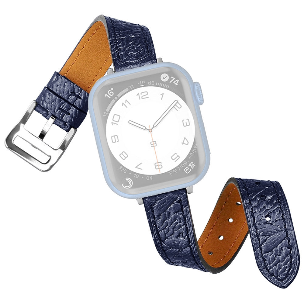 For Apple Watch Ultra 2 49mm Series 9 45mm SE (2023) 44mm Ultra 49mm Series 8 45mm 7 45mm SE 44mm SE (2022) 44mm Series 6 5 4 44mm Series 3 2 1 42mm Watch Strap Stylish Woven Texture Genuine Leather Replacement Wrist Band
