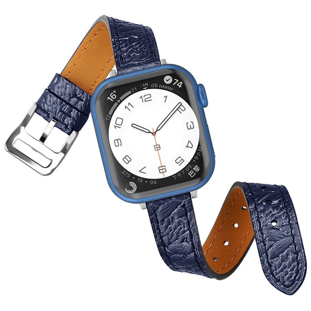 For Apple Watch Ultra 2 49mm Series 9 45mm SE (2023) 44mm Ultra 49mm Series 8 45mm 7 45mm SE 44mm SE (2022) 44mm Series 6 5 4 44mm Series 3 2 1 42mm Watch Strap Stylish Woven Texture Genuine Leather Replacement Wrist Band