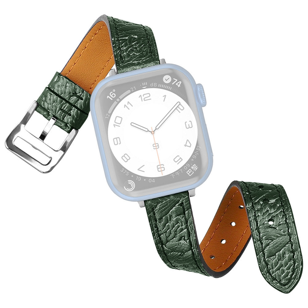 For Apple Watch Ultra 2 49mm Series 9 45mm SE (2023) 44mm Ultra 49mm Series 8 45mm 7 45mm SE 44mm SE (2022) 44mm Series 6 5 4 44mm Series 3 2 1 42mm Watch Strap Stylish Woven Texture Genuine Leather Replacement Wrist Band
