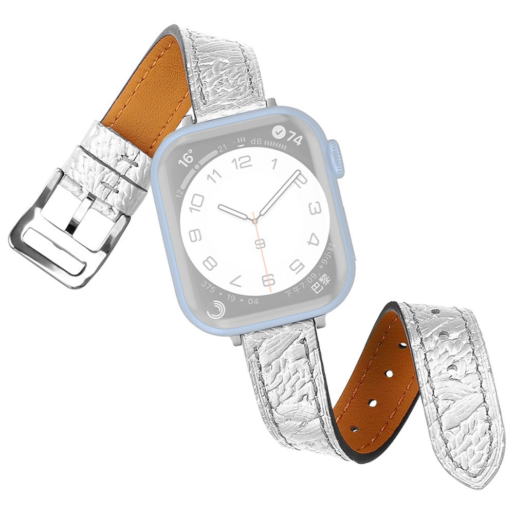 For Apple Watch Ultra 2 49mm Series 9 45mm SE (2023) 44mm Ultra 49mm Series 8 45mm 7 45mm SE 44mm SE (2022) 44mm Series 6 5 4 44mm Series 3 2 1 42mm Watch Strap Stylish Woven Texture Genuine Leather Replacement Wrist Band