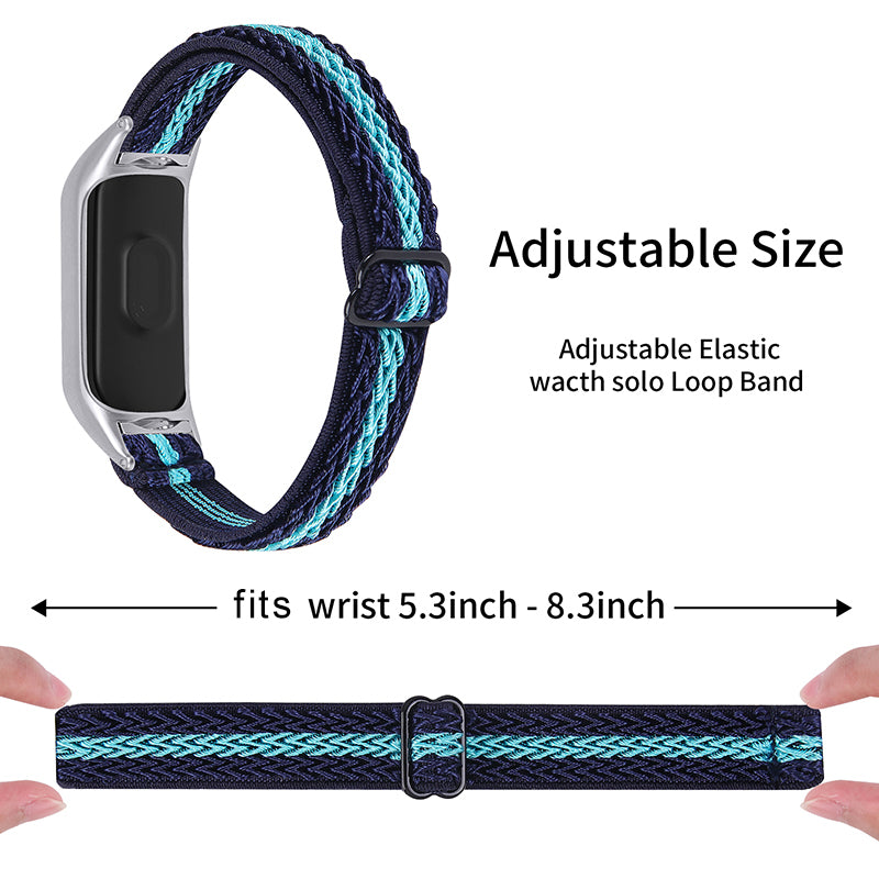 For Xiaomi Mi Band 5 6 Sport Elastics Nylon Watch Band Adjustable Woven Loop Wristband Replacement Bracelet Accessories