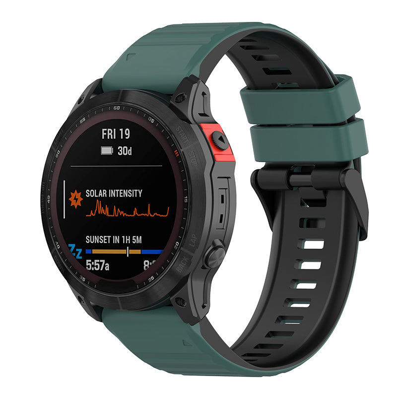 For Garmin Fenix 7X 6X 5X 26mm Replacement Smart Watch Strap Dual Color Silicone Watchband