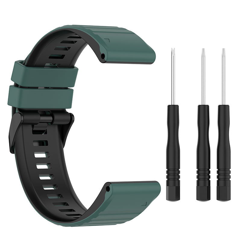 For Garmin Fenix 7X 6X 5X 26mm Replacement Smart Watch Strap Dual Color Silicone Watchband