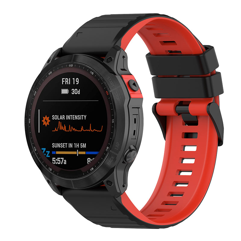 For Garmin Fenix 7X 6X 5X 26mm Replacement Smart Watch Strap Dual Color Silicone Watchband