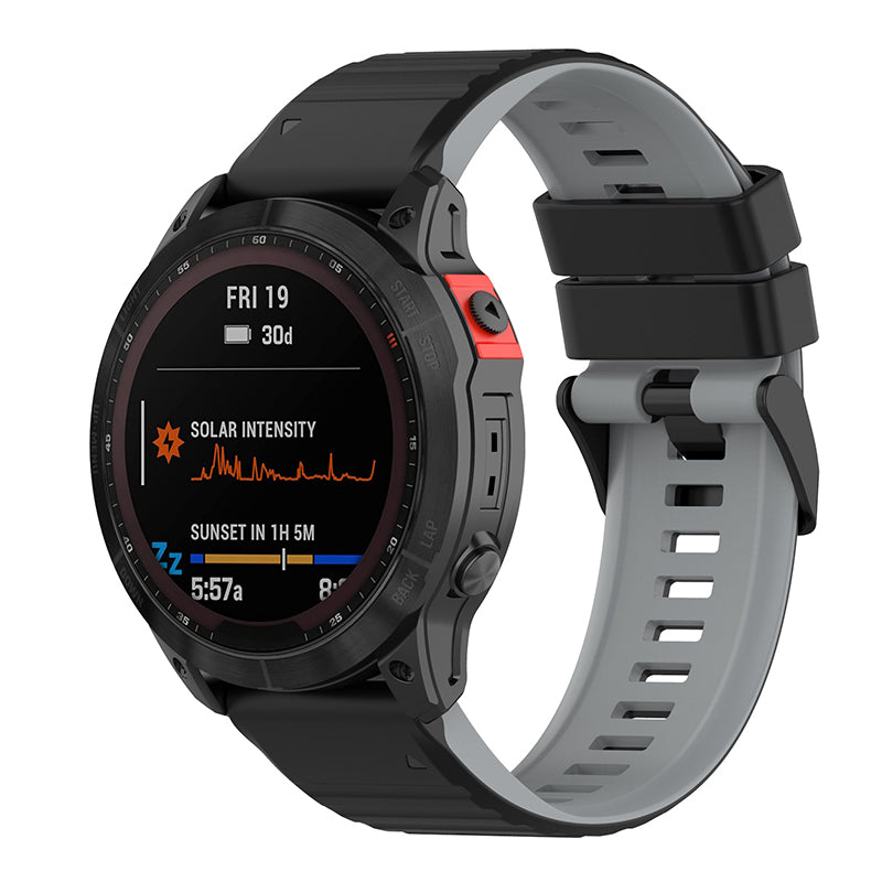 For Garmin Fenix 7X 6X 5X 26mm Replacement Smart Watch Strap Dual Color Silicone Watchband
